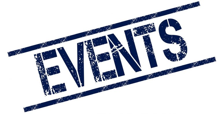 EVENTS blue distressed rubber stamp